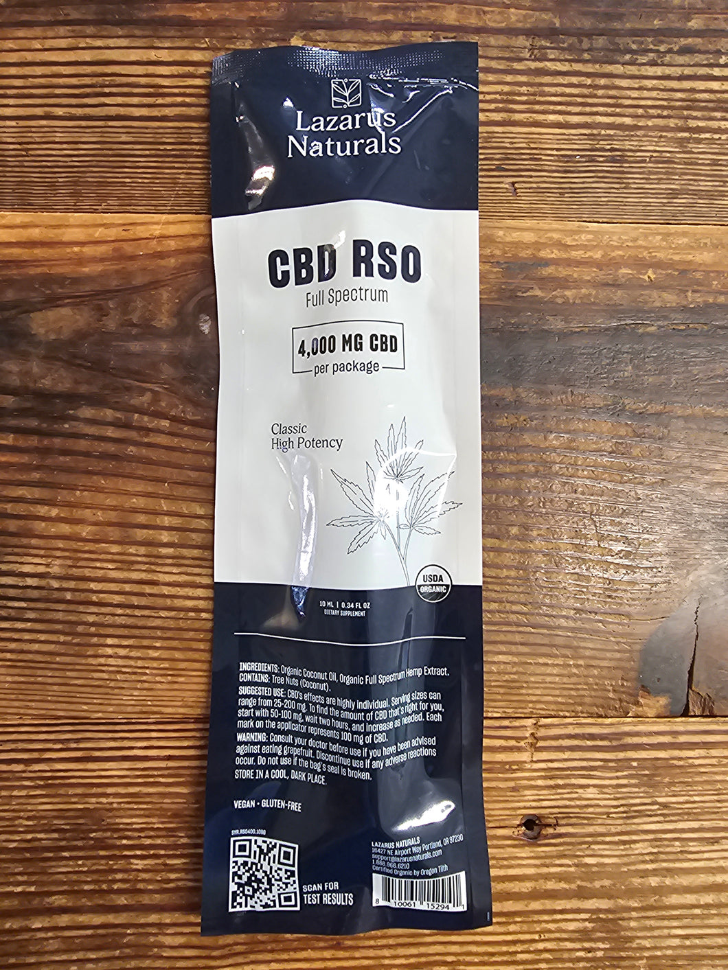 Lazarus Naturals Full Spectrum CBD RSO (4,000mg) 10ml syringe