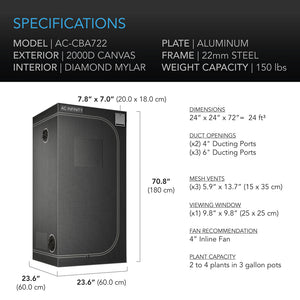 AC Infinity CLOUDLAB 722 GROW TENT 2'x2'x6'