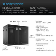 AC Infinity CLOUDLAB 899, GROW TENT, 96" X 96" X 80"