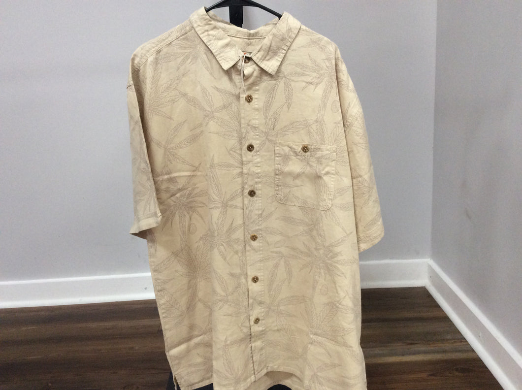 Cream Hemp Leaf button down shirt